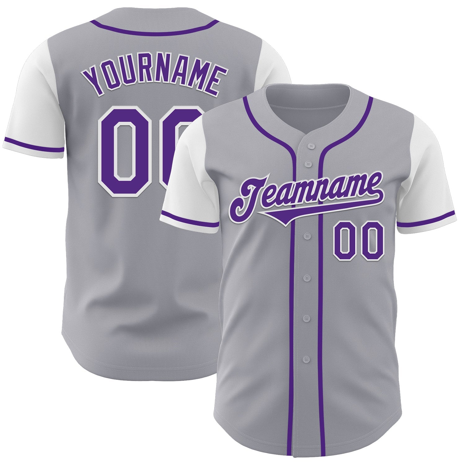 Custom Gray Purple-White Authentic Two Tone Baseball Jersey - Sky-Custom