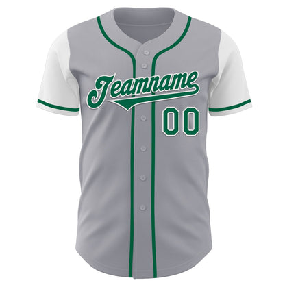 Custom Gray Kelly Green-White Authentic Two Tone Baseball Jersey - Sky-Custom