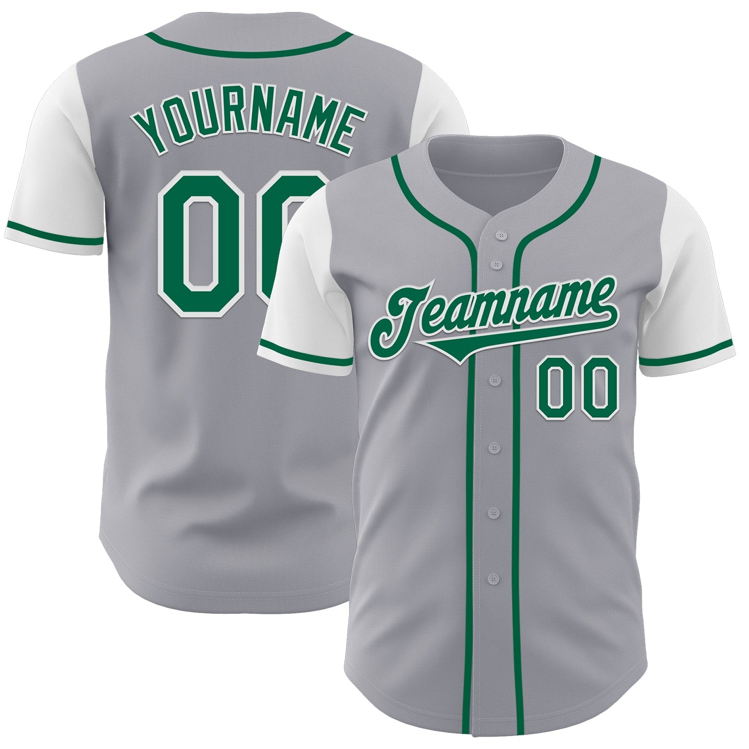 Custom Gray Kelly Green-White Authentic Two Tone Baseball Jersey - Sky-Custom