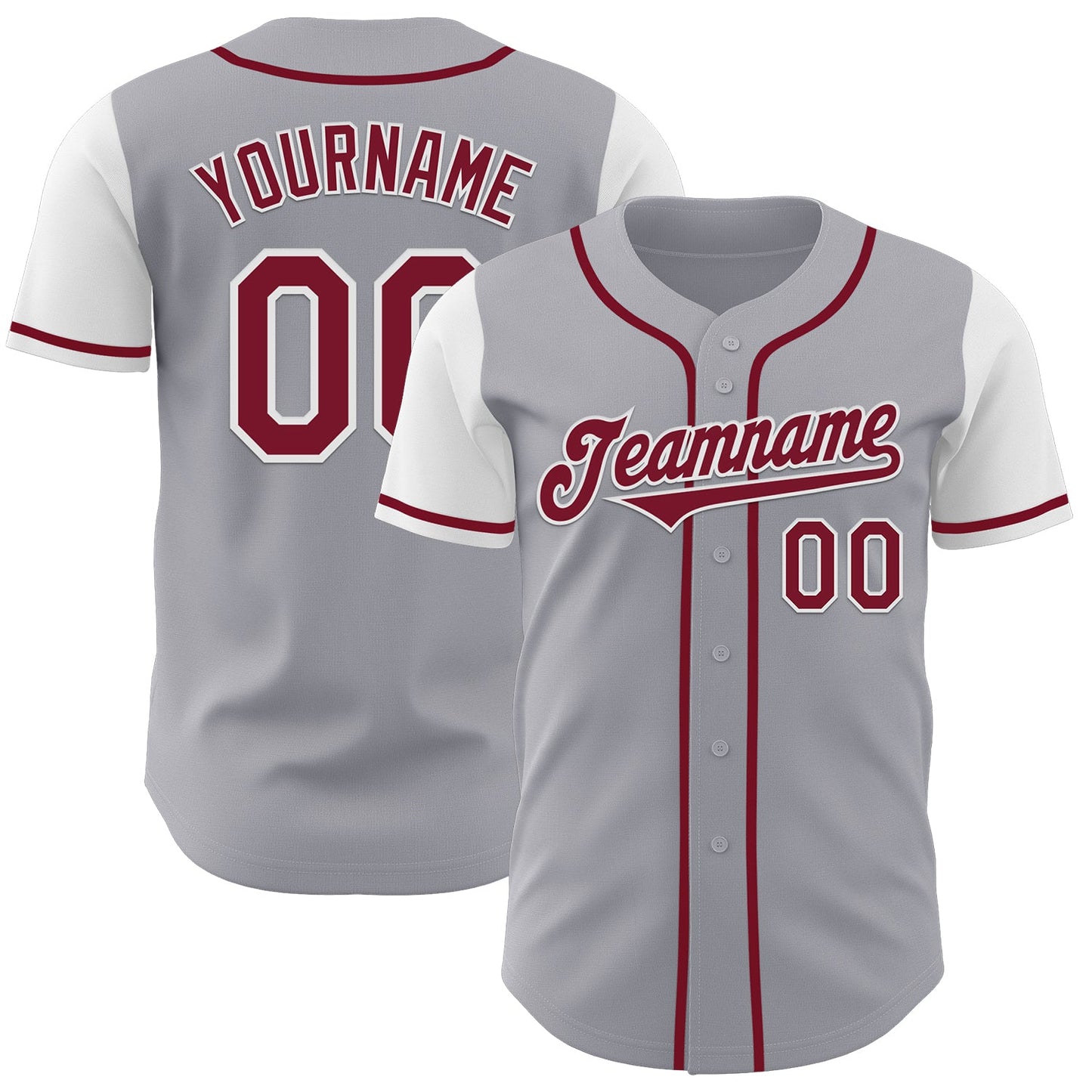 Custom Gray Crimson-White Authentic Two Tone Baseball Jersey - Sky-Custom