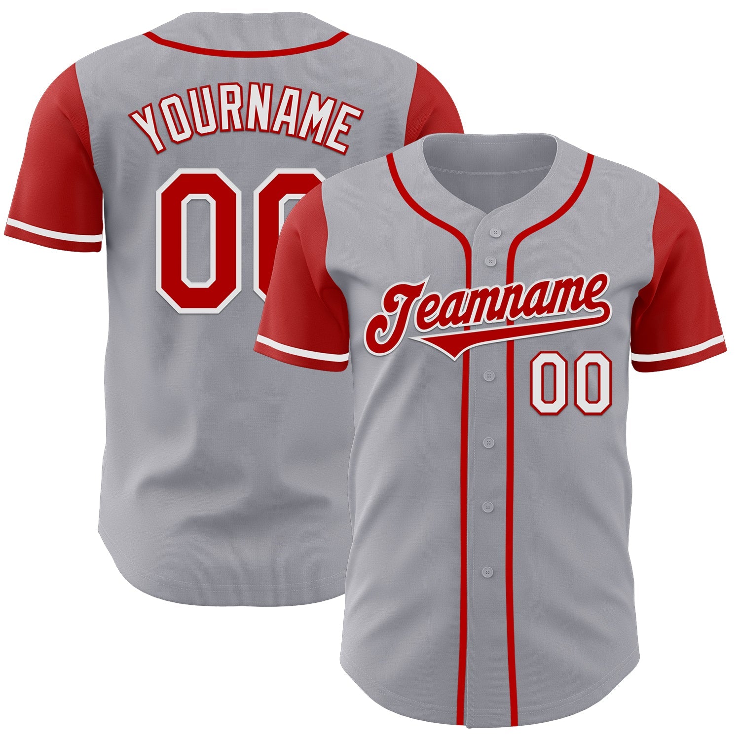 Custom Gray Red-White Authentic Two Tone Baseball Jersey - Sky-Custom