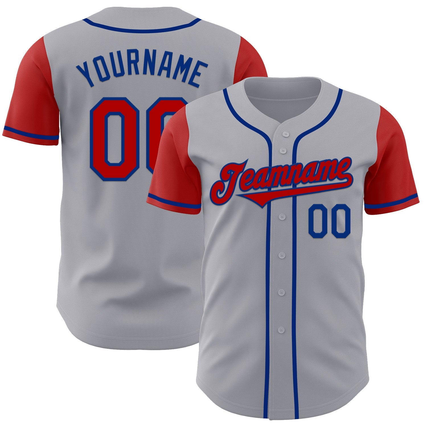 Custom Gray Red-Royal Authentic Two Tone Baseball Jersey - Sky-Custom