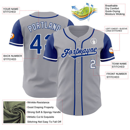 Custom Gray Royal-White Authentic Two Tone Baseball Jersey - Sky-Custom