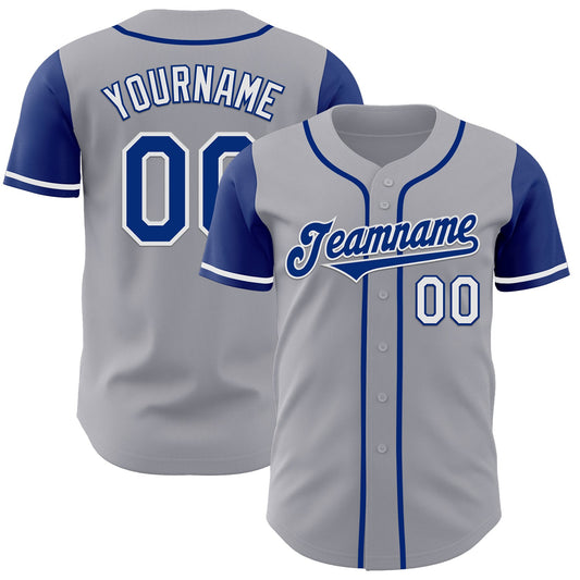 Custom Gray Royal-White Authentic Two Tone Baseball Jersey - Sky-Custom