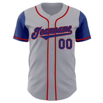 Custom Gray Royal-Red Authentic Two Tone Baseball Jersey - Sky-Custom