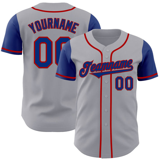 Custom Gray Royal-Red Authentic Two Tone Baseball Jersey - Sky-Custom