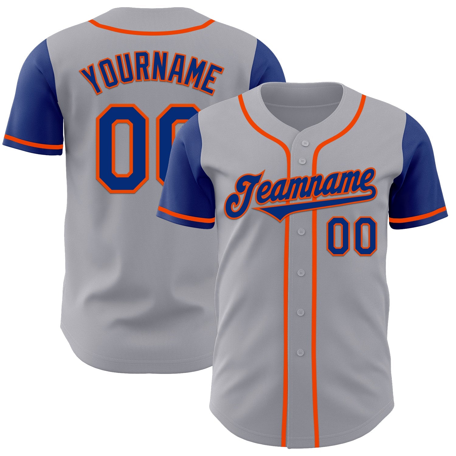 Custom Gray Royal-Orange Authentic Two Tone Baseball Jersey - Sky-Custom