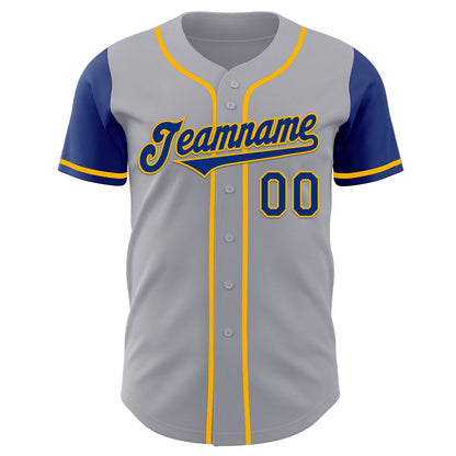 Custom Gray Royal-Gold Authentic Two Tone Baseball Jersey - Sky-Custom