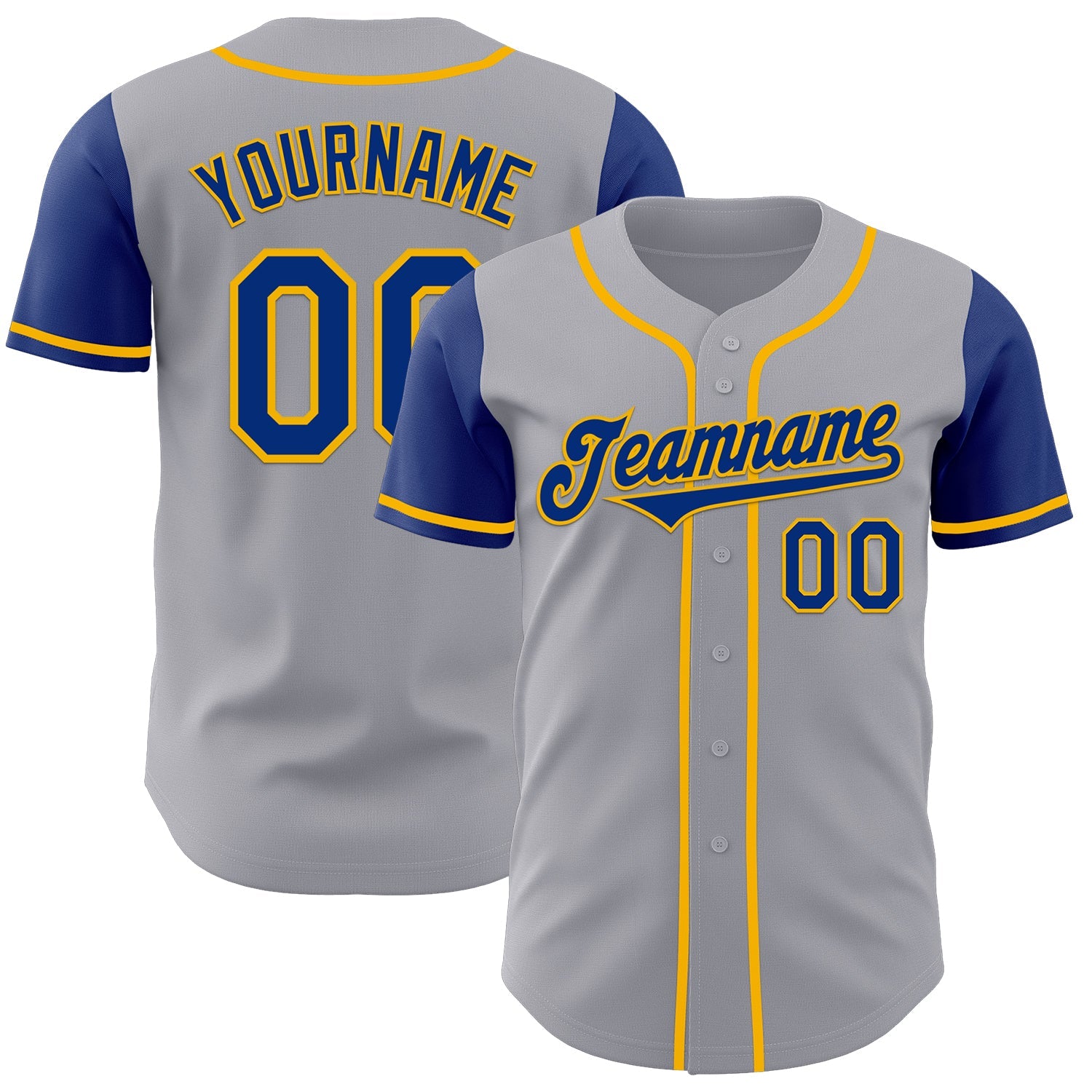 Custom Gray Royal-Gold Authentic Two Tone Baseball Jersey - Sky-Custom