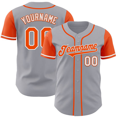 Custom Gray Orange-White Authentic Two Tone Baseball Jersey - Sky-Custom