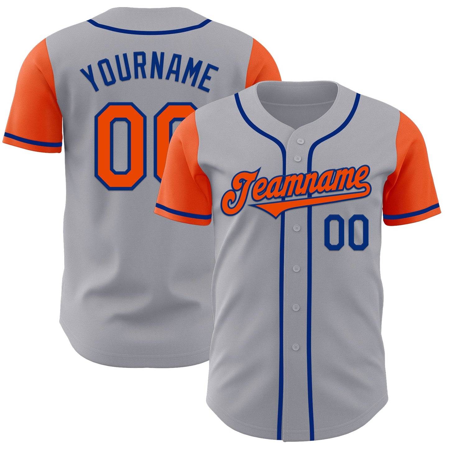 Custom Gray Orange-Royal Authentic Two Tone Baseball Jersey - Sky-Custom