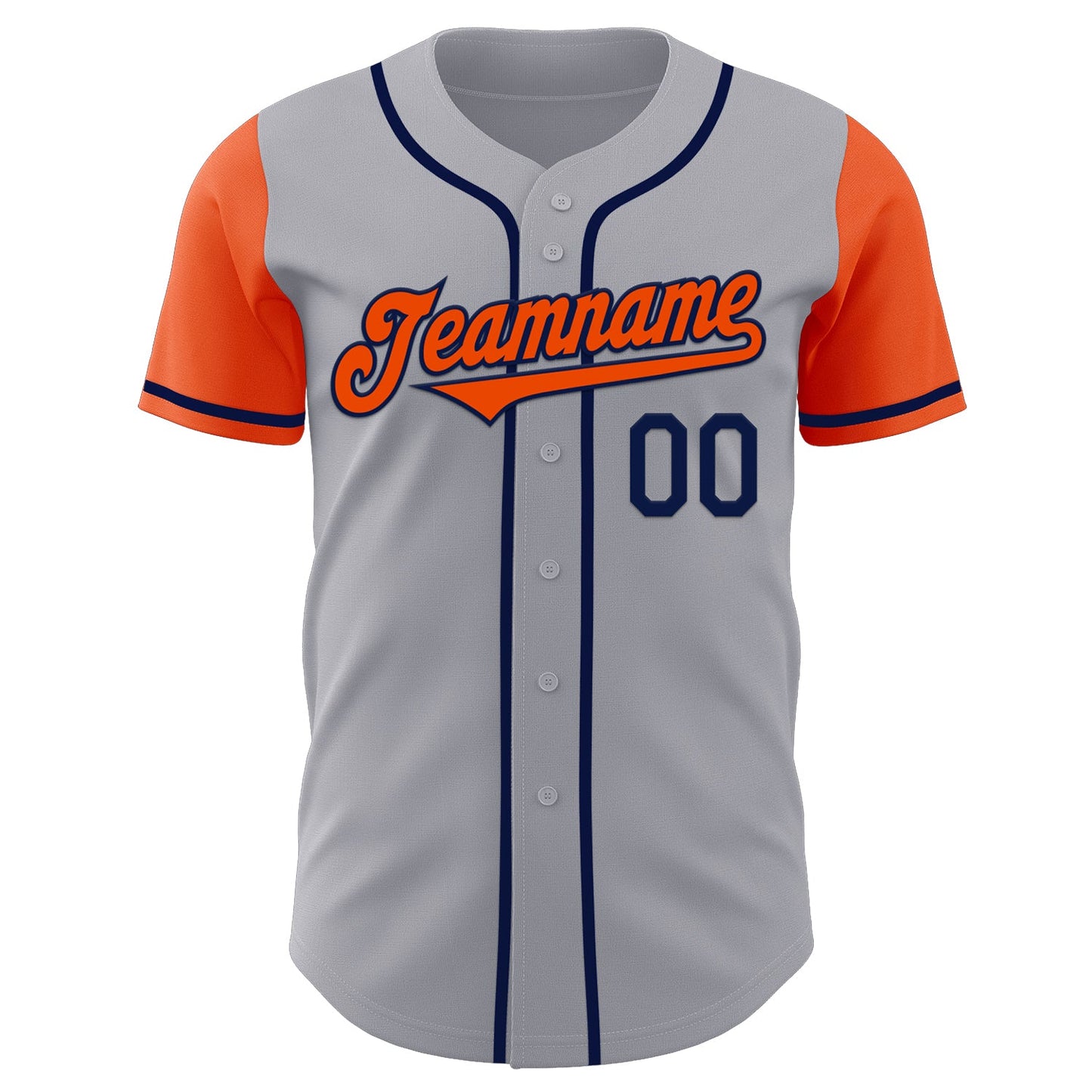 Custom Gray Orange-Navy Authentic Two Tone Baseball Jersey - Sky-Custom