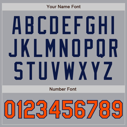 Custom Gray Orange-Navy Authentic Two Tone Baseball Jersey - Sky-Custom