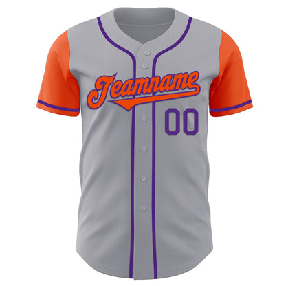 Custom Gray Orange-Purple Authentic Two Tone Baseball Jersey - Sky-Custom