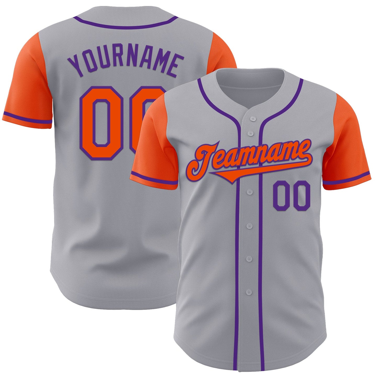 Custom Gray Orange-Purple Authentic Two Tone Baseball Jersey - Sky-Custom