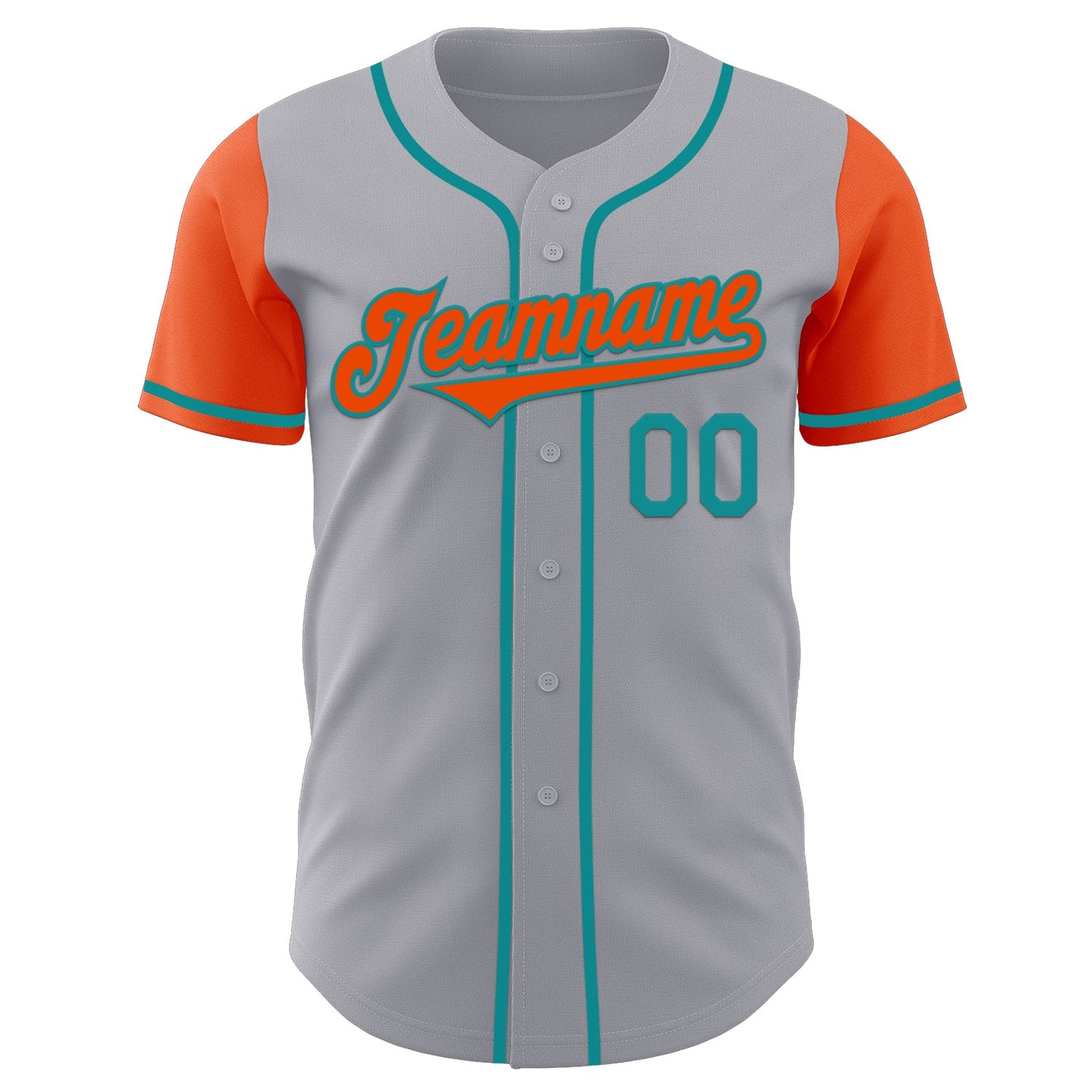Custom Gray Orange-Teal Authentic Two Tone Baseball Jersey - Sky-Custom