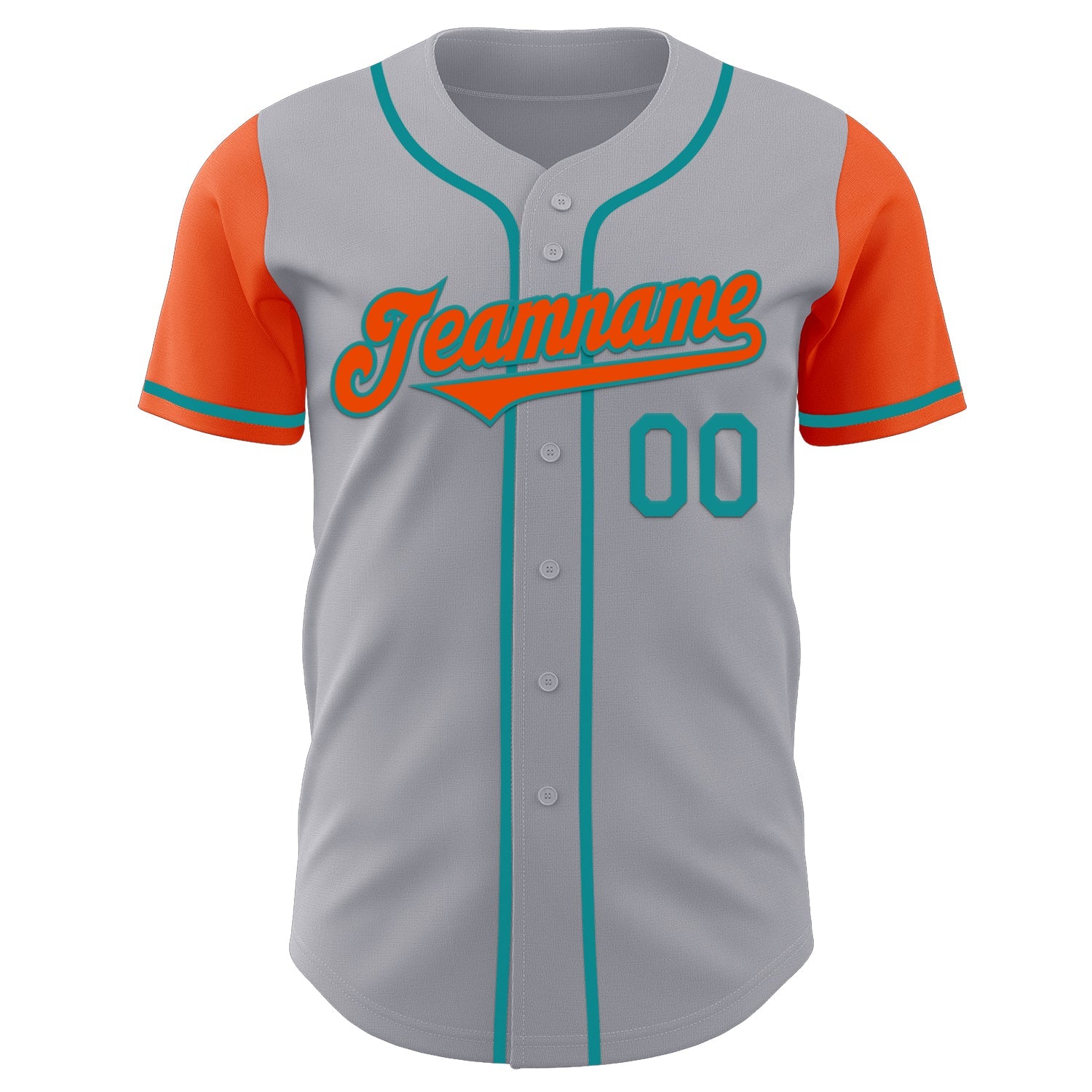 Custom Gray Orange-Teal Authentic Two Tone Baseball Jersey - Sky-Custom