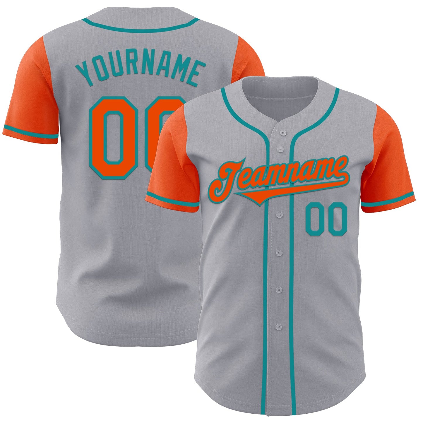 Custom Gray Orange-Teal Authentic Two Tone Baseball Jersey - Sky-Custom