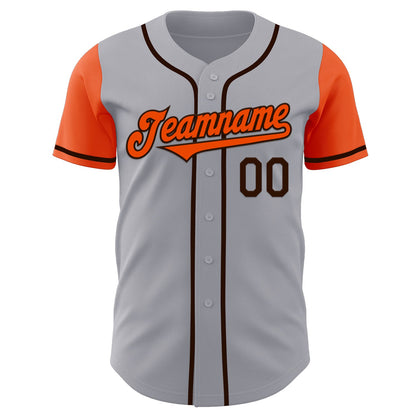 Custom Gray Orange-Brown Authentic Two Tone Baseball Jersey - Sky-Custom