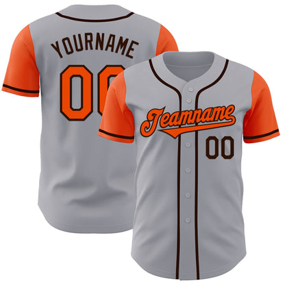 Custom Gray Orange-Brown Authentic Two Tone Baseball Jersey - Sky-Custom