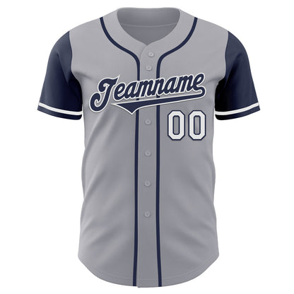 Custom Gray Navy-White Authentic Two Tone Baseball Jersey - Sky-Custom