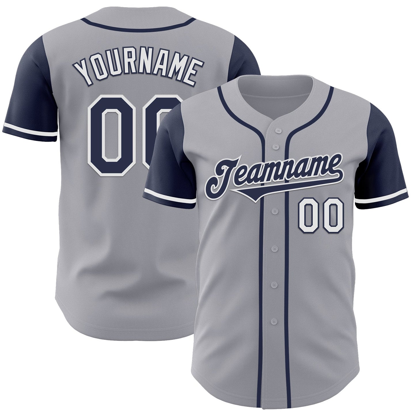 Custom Gray Navy-White Authentic Two Tone Baseball Jersey - Sky-Custom