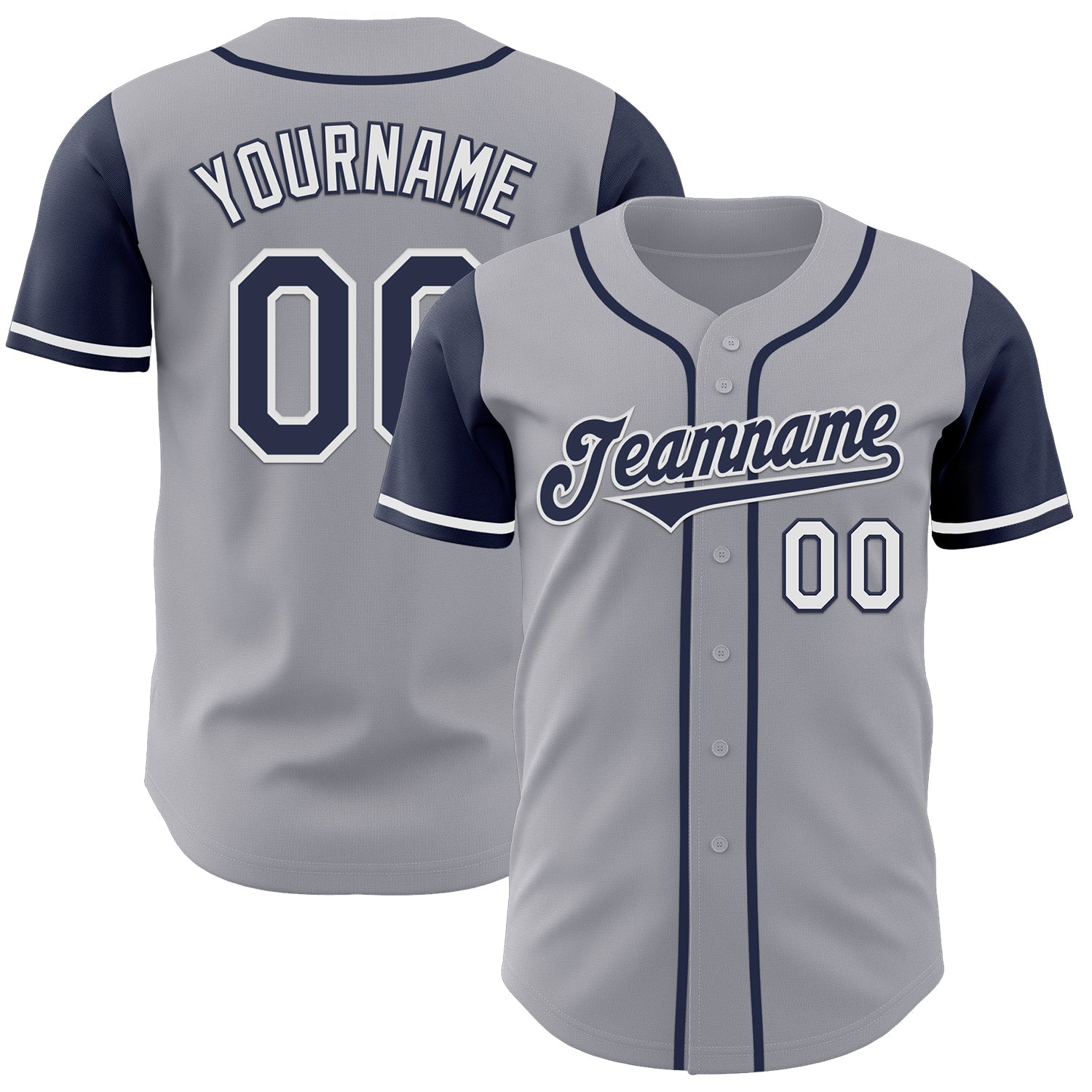 Custom Gray Navy-White Authentic Two Tone Baseball Jersey - Sky-Custom
