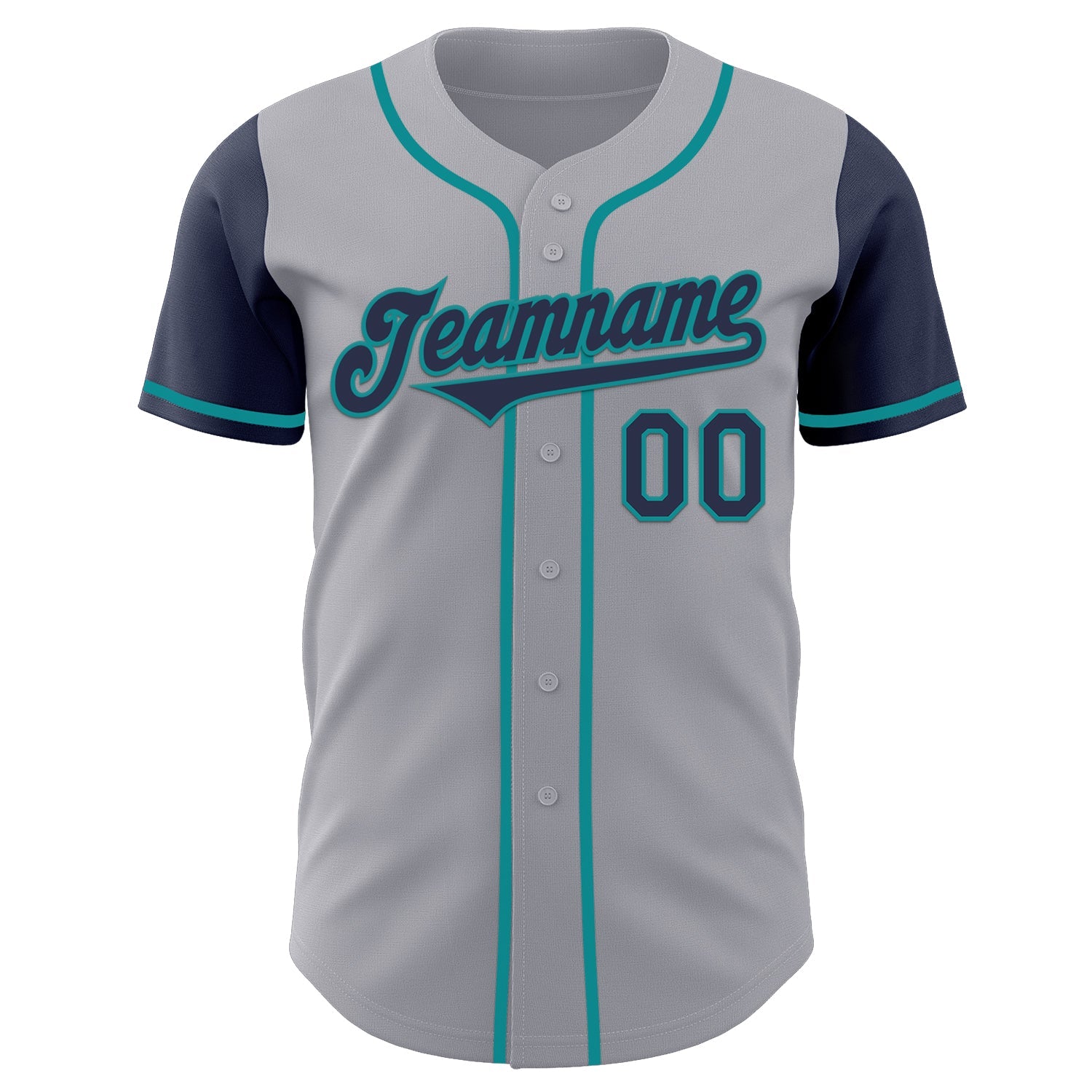 Custom Gray Navy-Teal Authentic Two Tone Baseball Jersey - Sky-Custom