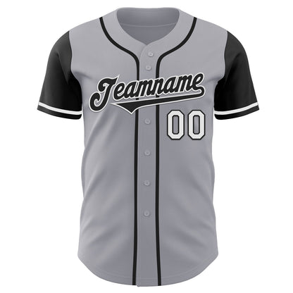 Custom Gray Black-White Authentic Two Tone Baseball Jersey - Sky-Custom