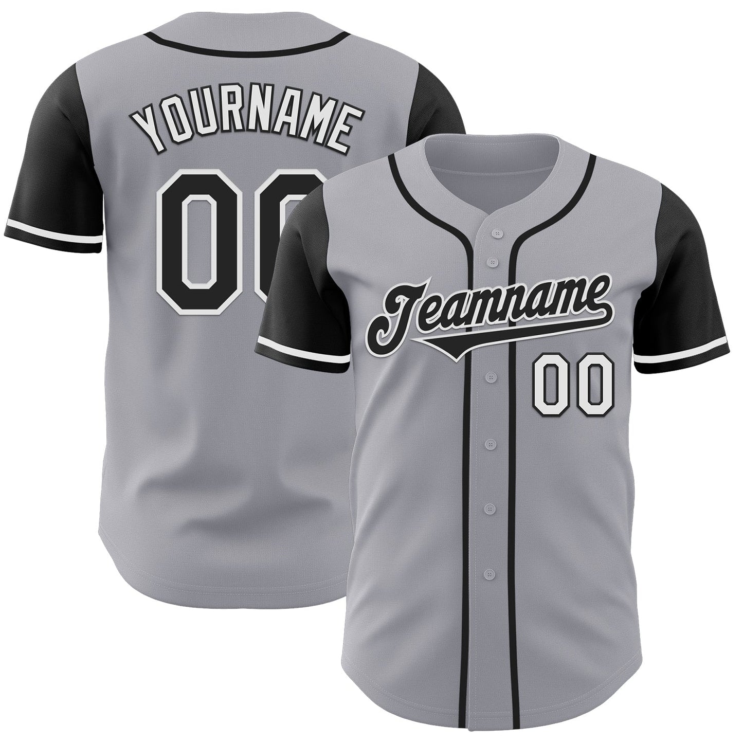 Custom Gray Black-White Authentic Two Tone Baseball Jersey - Sky-Custom