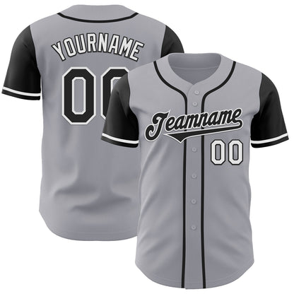 Custom Gray Black-White Authentic Two Tone Baseball Jersey - Sky-Custom