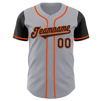 Custom Gray Black-Orange Authentic Two Tone Baseball Jersey - Sky-Custom
