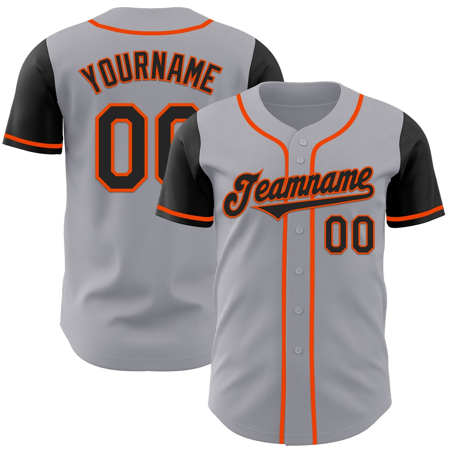 Custom Gray Black-Orange Authentic Two Tone Baseball Jersey - Sky-Custom