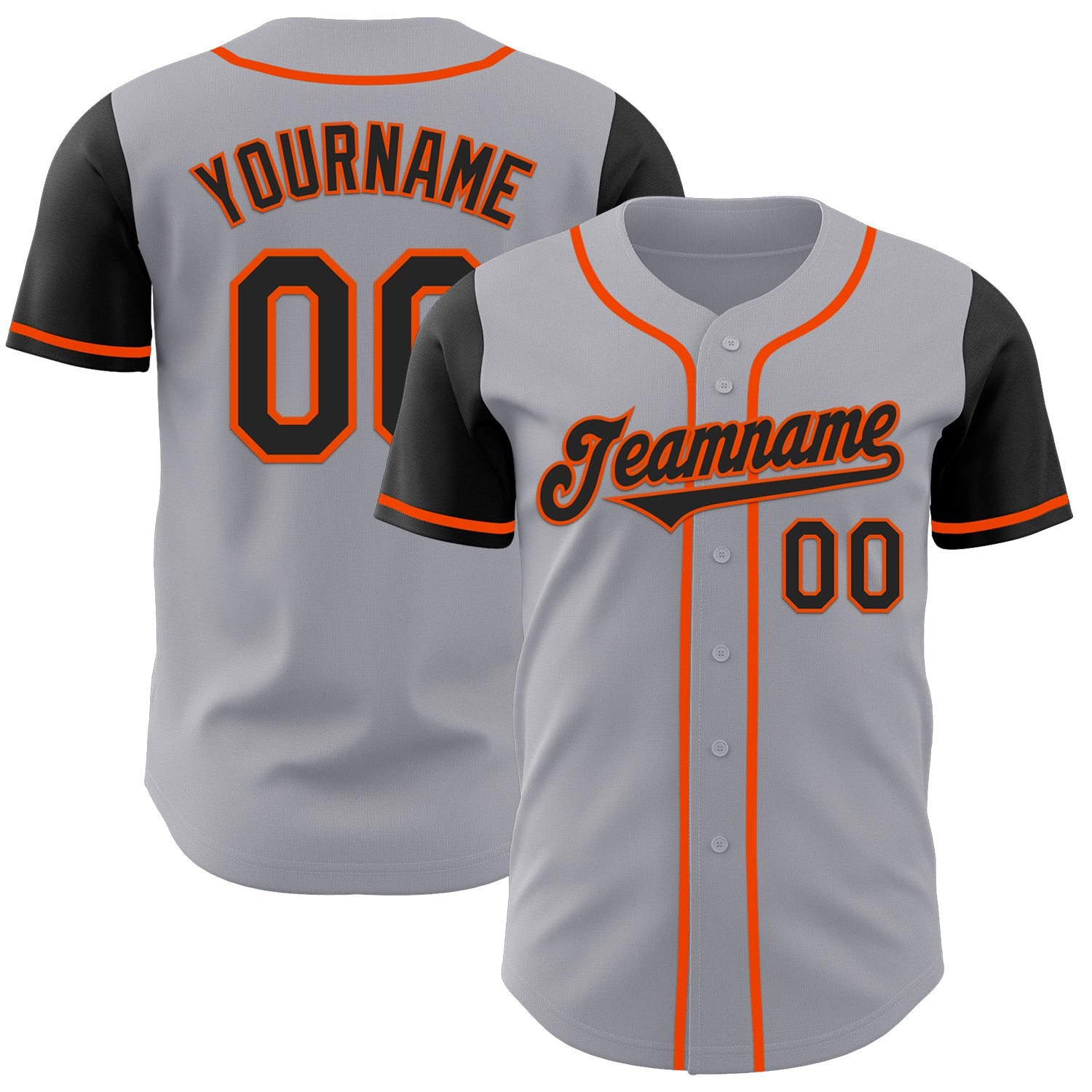 Custom Gray Black-Orange Authentic Two Tone Baseball Jersey - Sky-Custom