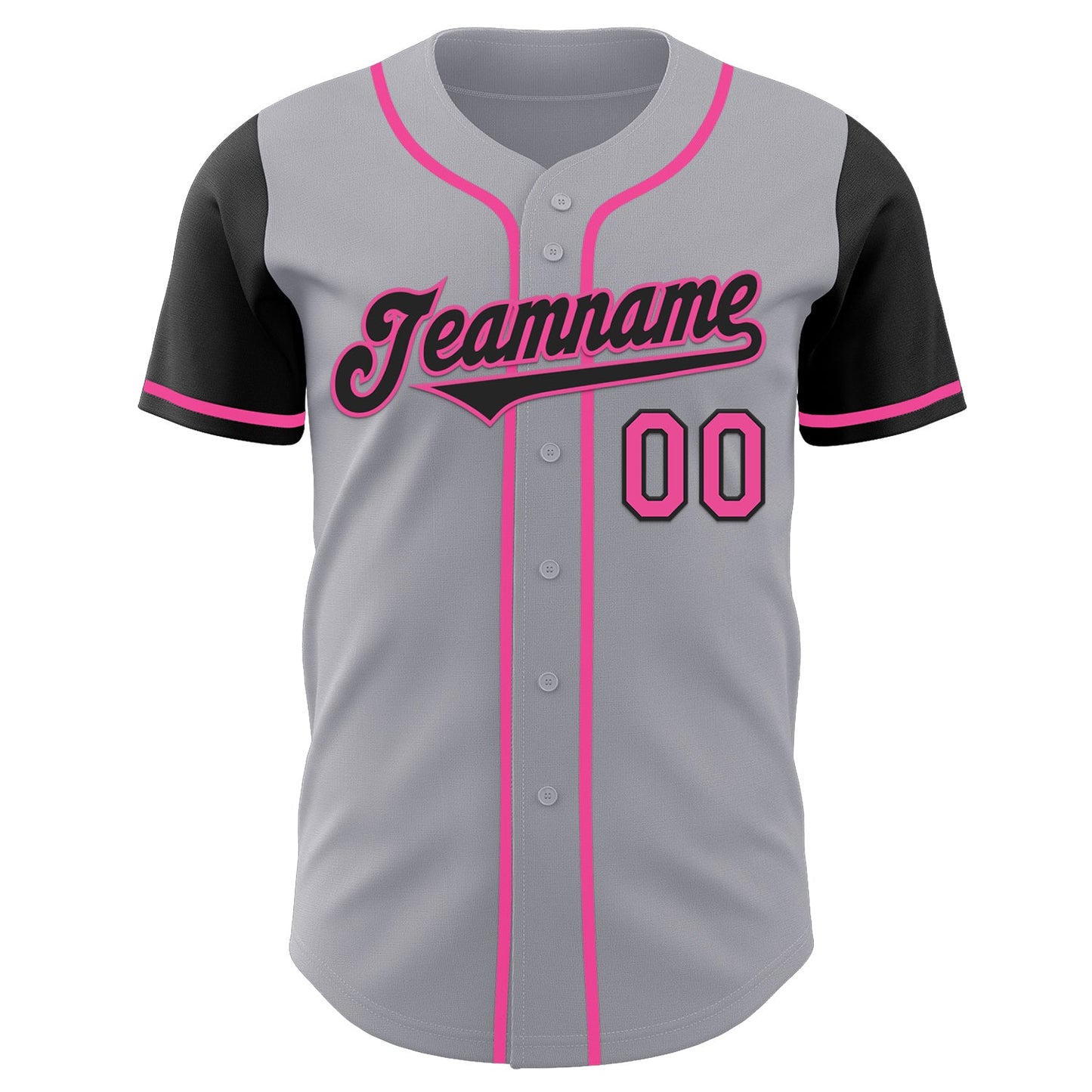 Custom Gray Black-Pink Authentic Two Tone Baseball Jersey - Sky-Custom