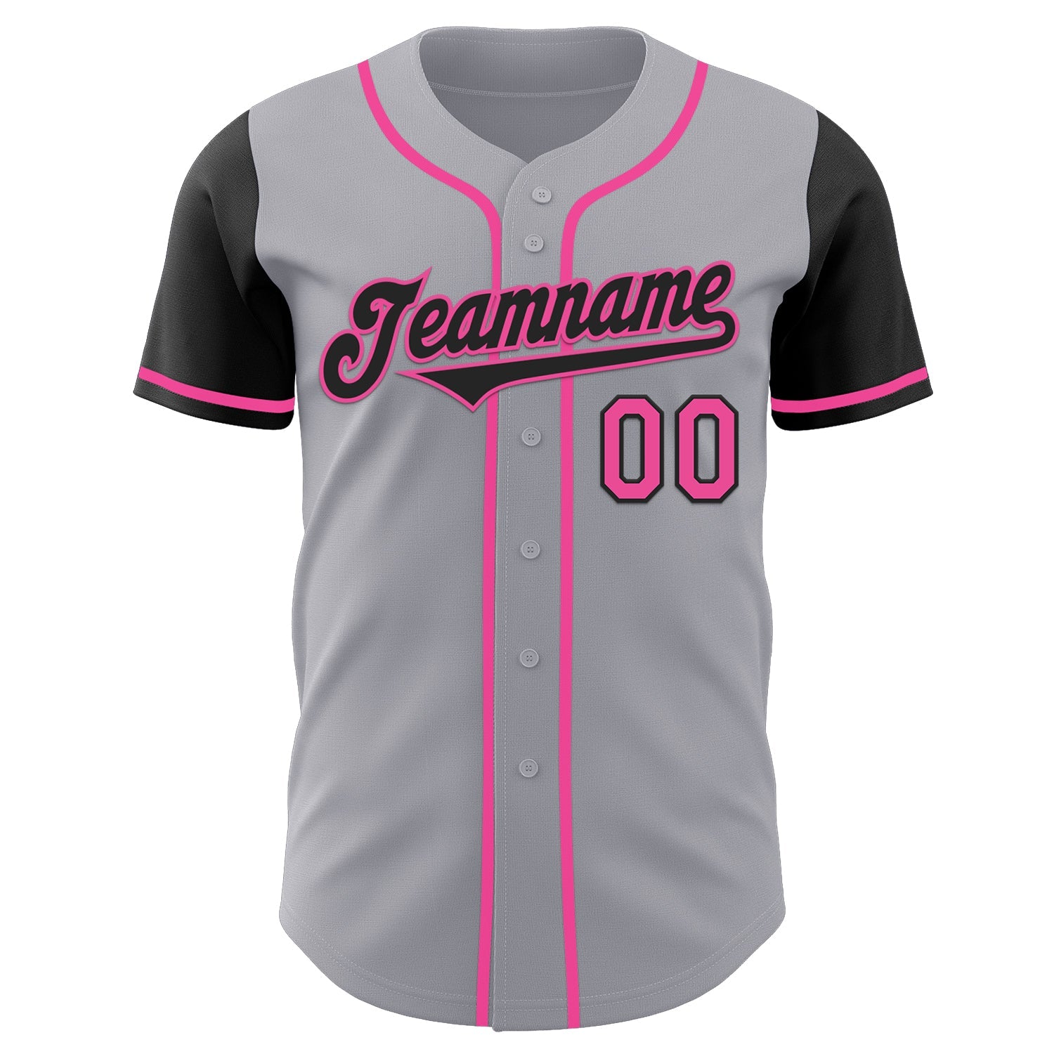 Custom Gray Black-Pink Authentic Two Tone Baseball Jersey - Sky-Custom