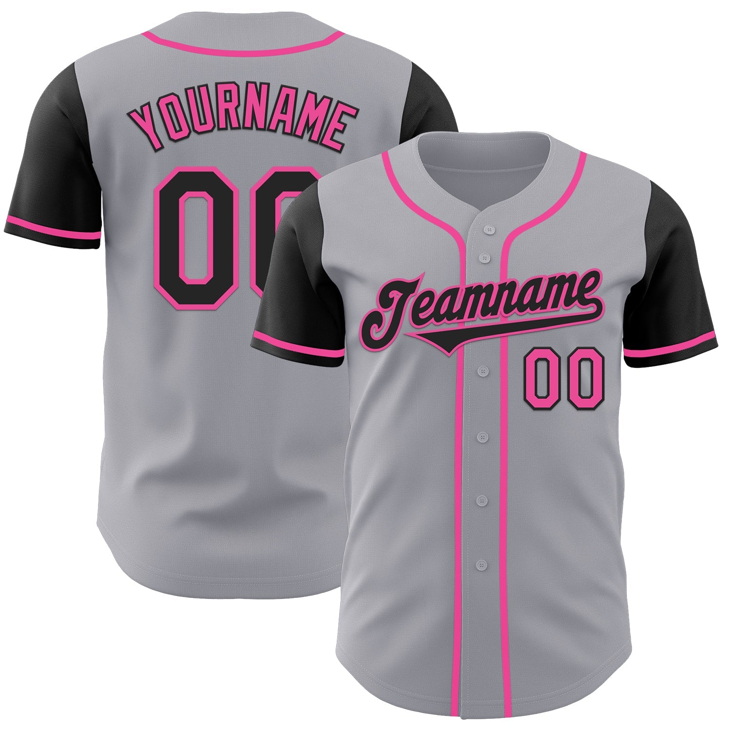 Custom Gray Black-Pink Authentic Two Tone Baseball Jersey - Sky-Custom