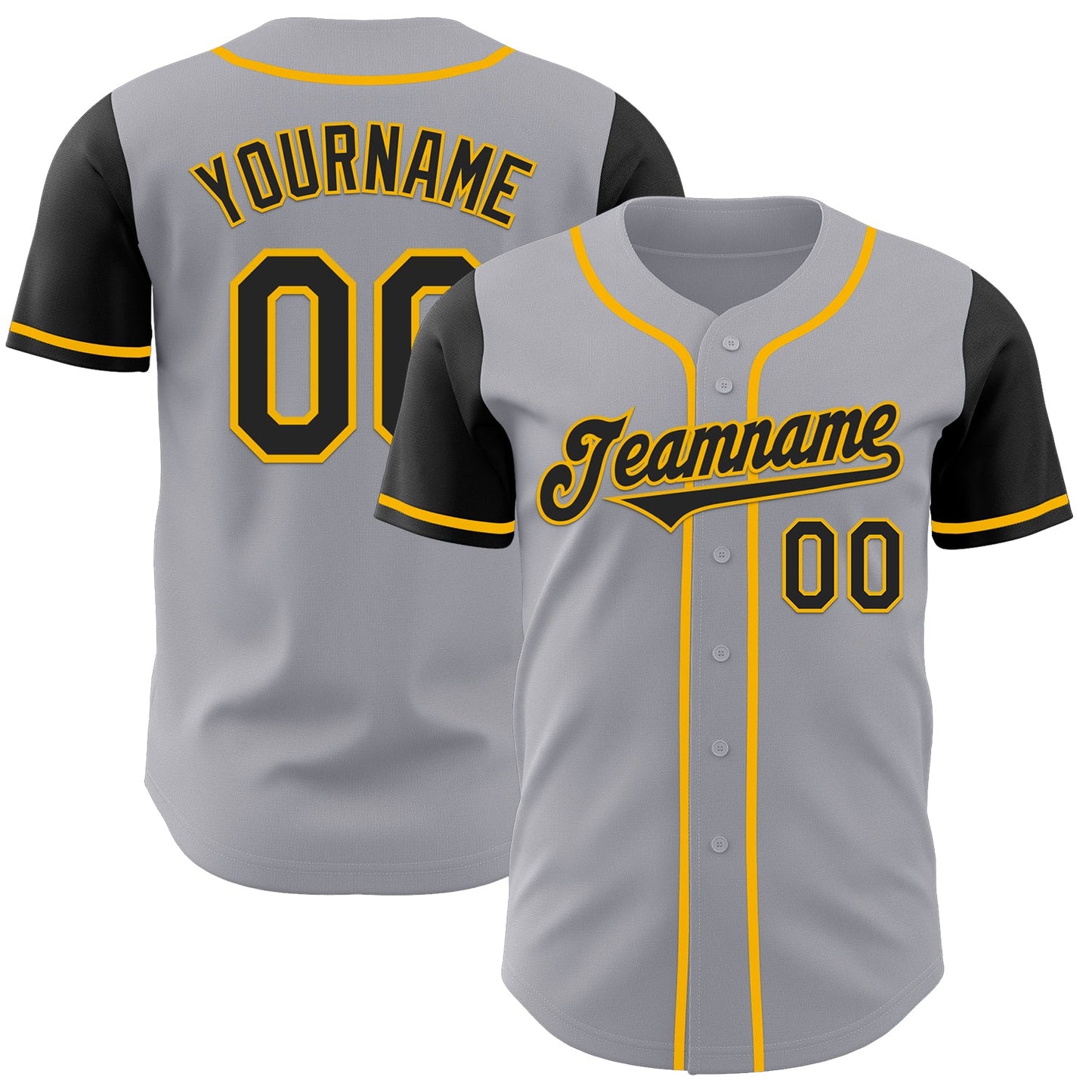 Custom Gray Black-Gold Authentic Two Tone Baseball Jersey - Sky-Custom