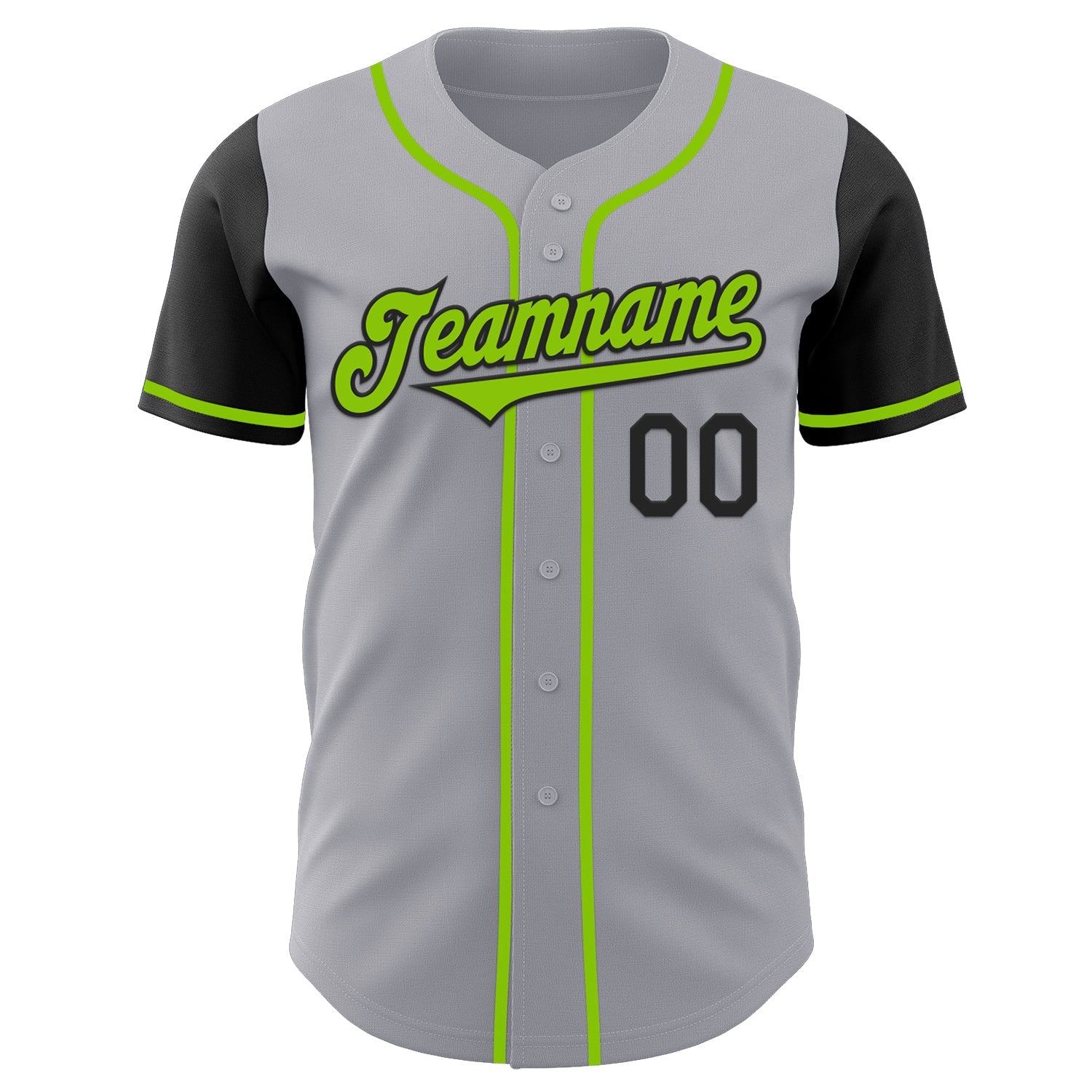 Custom Gray Neon Green-Black Authentic Two Tone Baseball Jersey - Sky-Custom