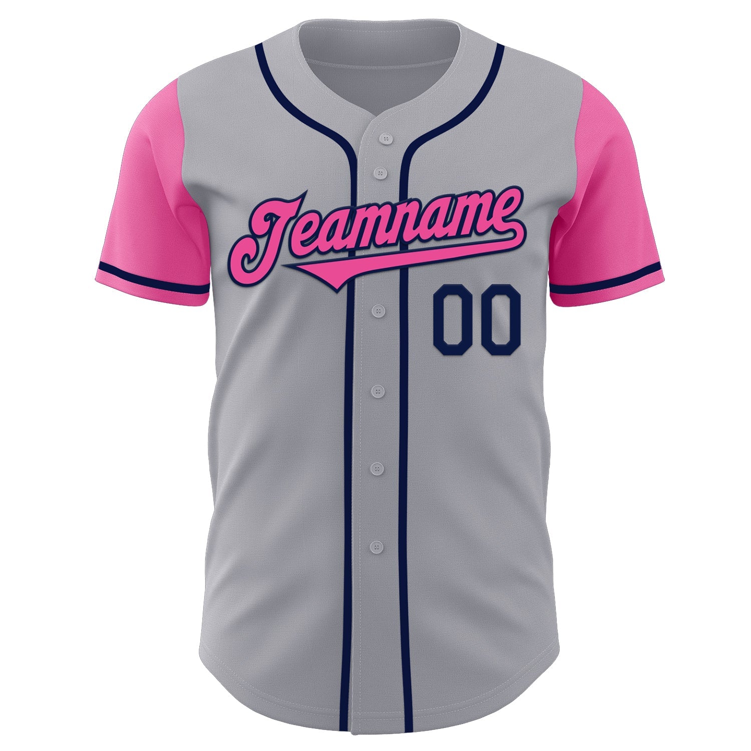 Custom Gray Pink-Navy Authentic Two Tone Baseball Jersey - Sky-Custom