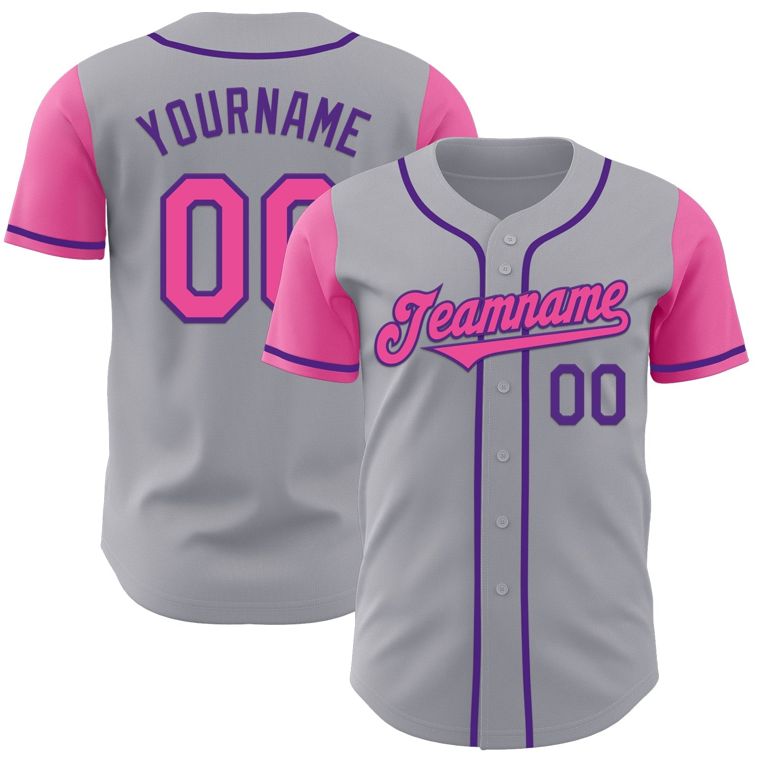 Custom Gray Pink-Purple Authentic Two Tone Baseball Jersey - Sky-Custom