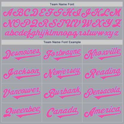 Custom Gray Pink-Light Blue Authentic Two Tone Baseball Jersey - Sky-Custom