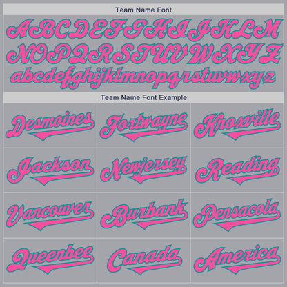 Custom Gray Pink-Teal Authentic Two Tone Baseball Jersey - Sky-Custom