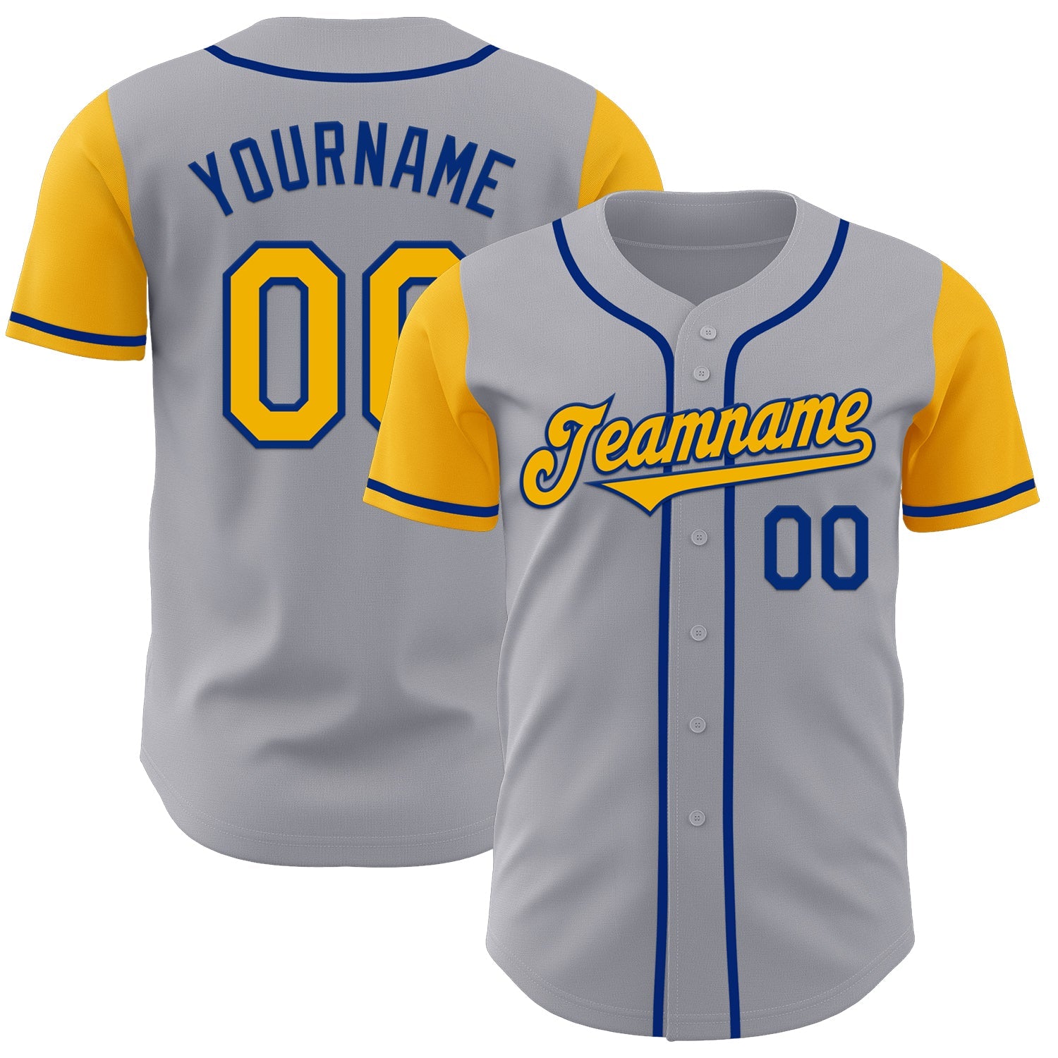 Custom Gray Gold-Royal Authentic Two Tone Baseball Jersey - Sky-Custom