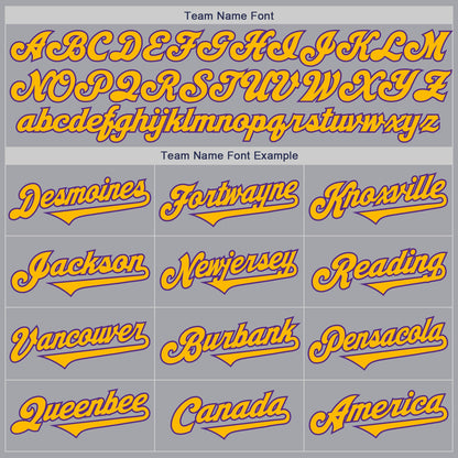 Custom Gray Gold-Purple Authentic Two Tone Baseball Jersey - Sky-Custom