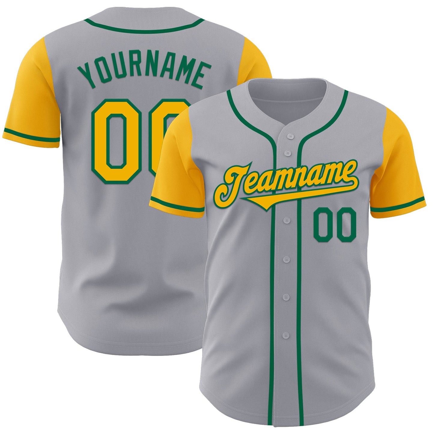 Custom Gray Gold-Kelly Green Authentic Two Tone Baseball Jersey - Sky-Custom