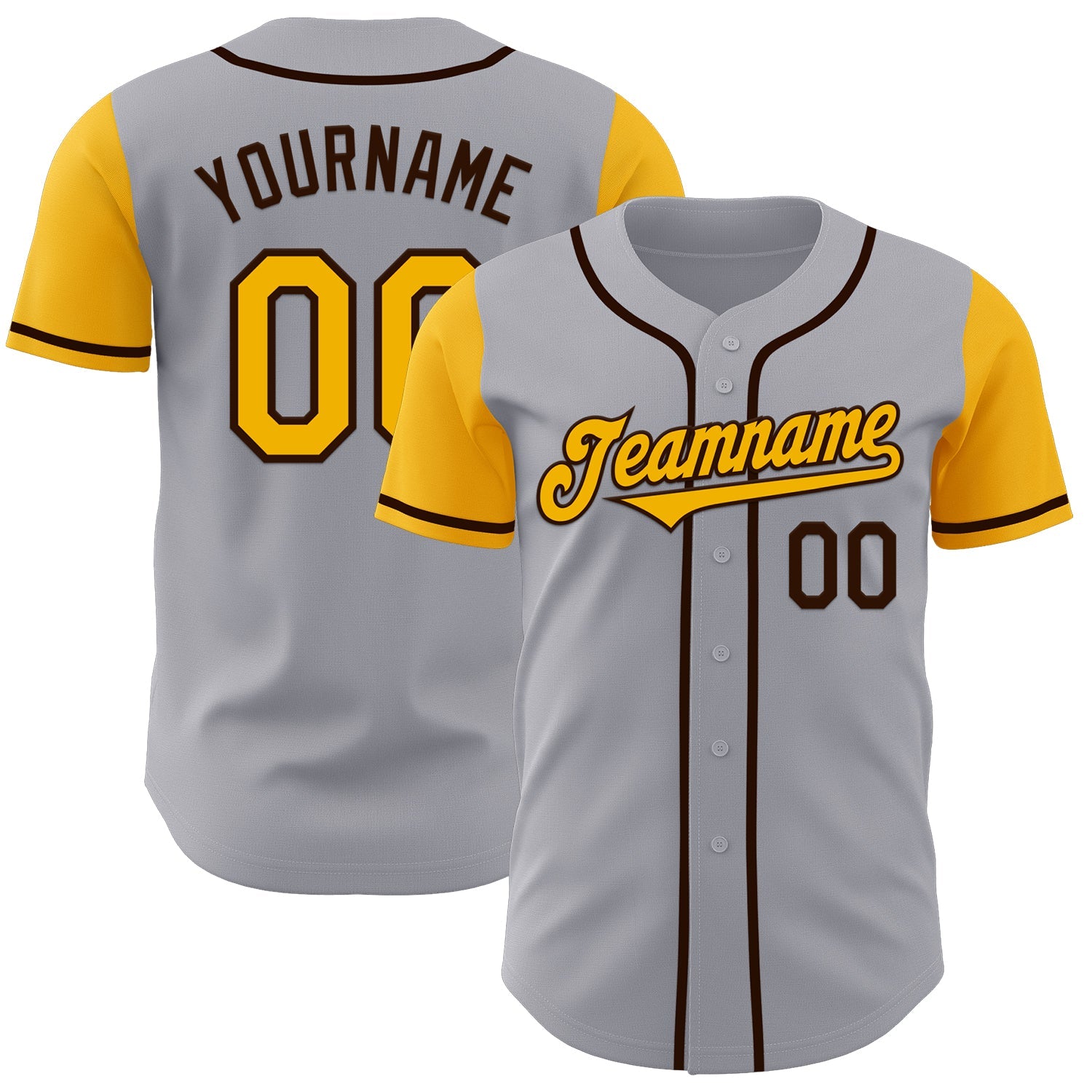 Custom Gray Gold-Brown Authentic Two Tone Baseball Jersey - Sky-Custom