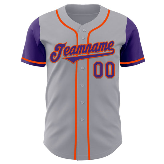 Custom Gray Purple-Orange Authentic Two Tone Baseball Jersey - Sky-Custom