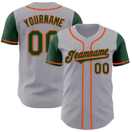 Custom Gray Green-Orange Authentic Two Tone Baseball Jersey - Sky-Custom