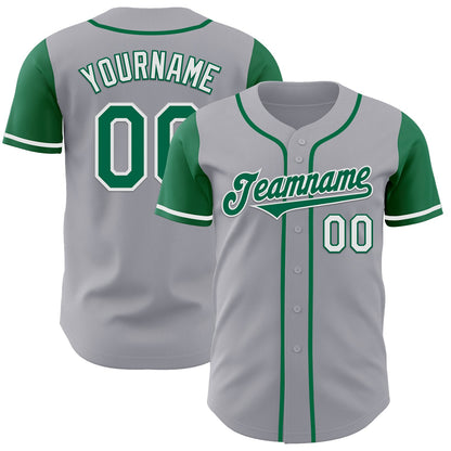 Custom Gray Kelly Green-White Authentic Two Tone Baseball Jersey - Sky-Custom